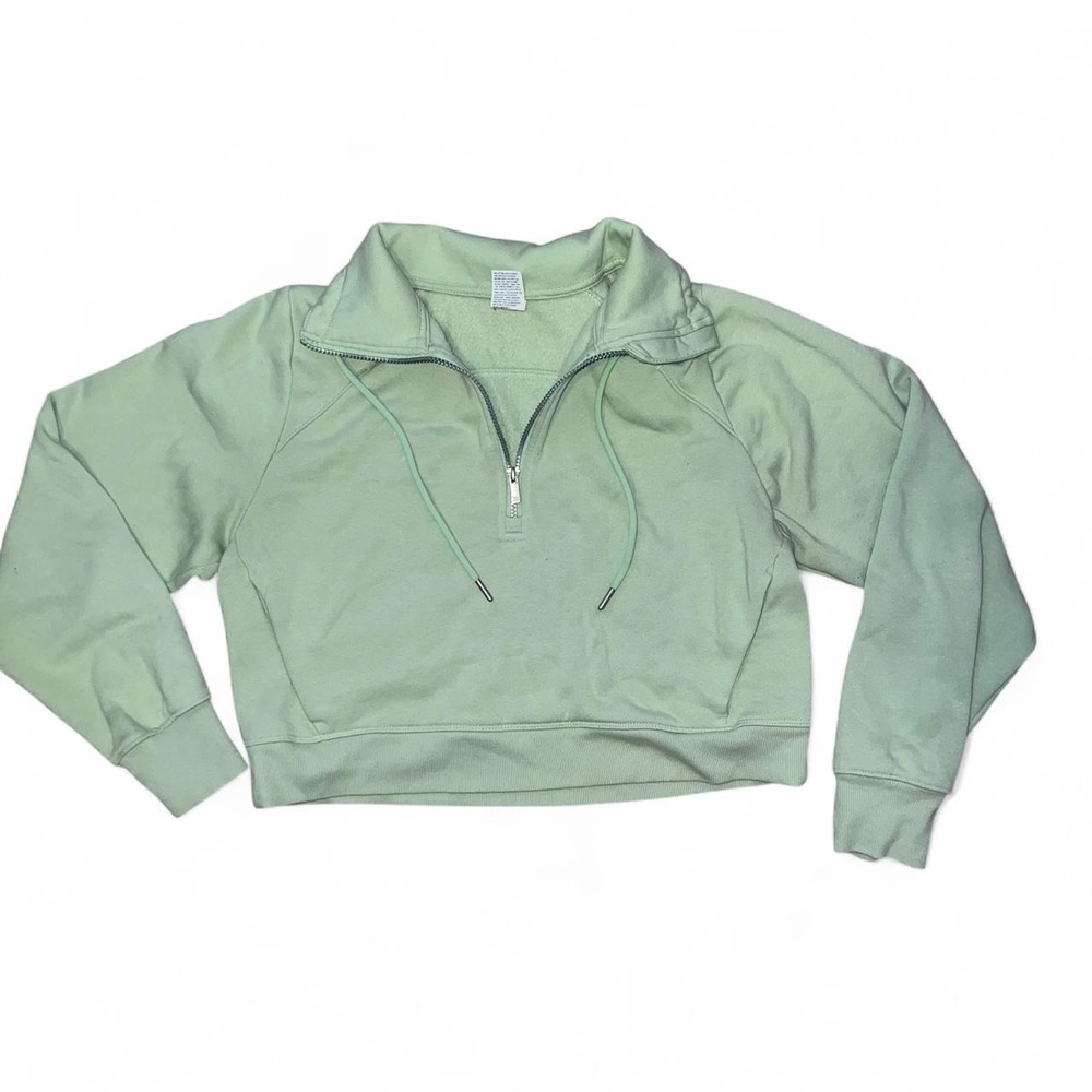 All In Motion Women's Medium Sage Green Fleece Half-Zip Pullover Sweatshirt